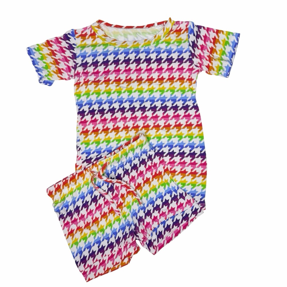 Little Bum Bums Rainbow Houndstooth Bamboo Pajamas